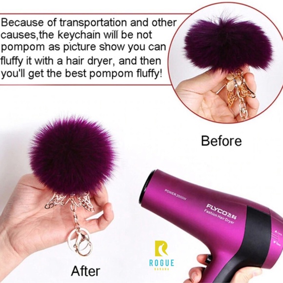 🆕Maroon, Pink & Aqua Owl Pom Poof Keychain Charm! - Picture 7 of 8